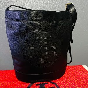 Tory Burch Black Kipp hobo bucket handbag